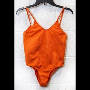 NEW LANEUS Orange Bodysuit-Size Small